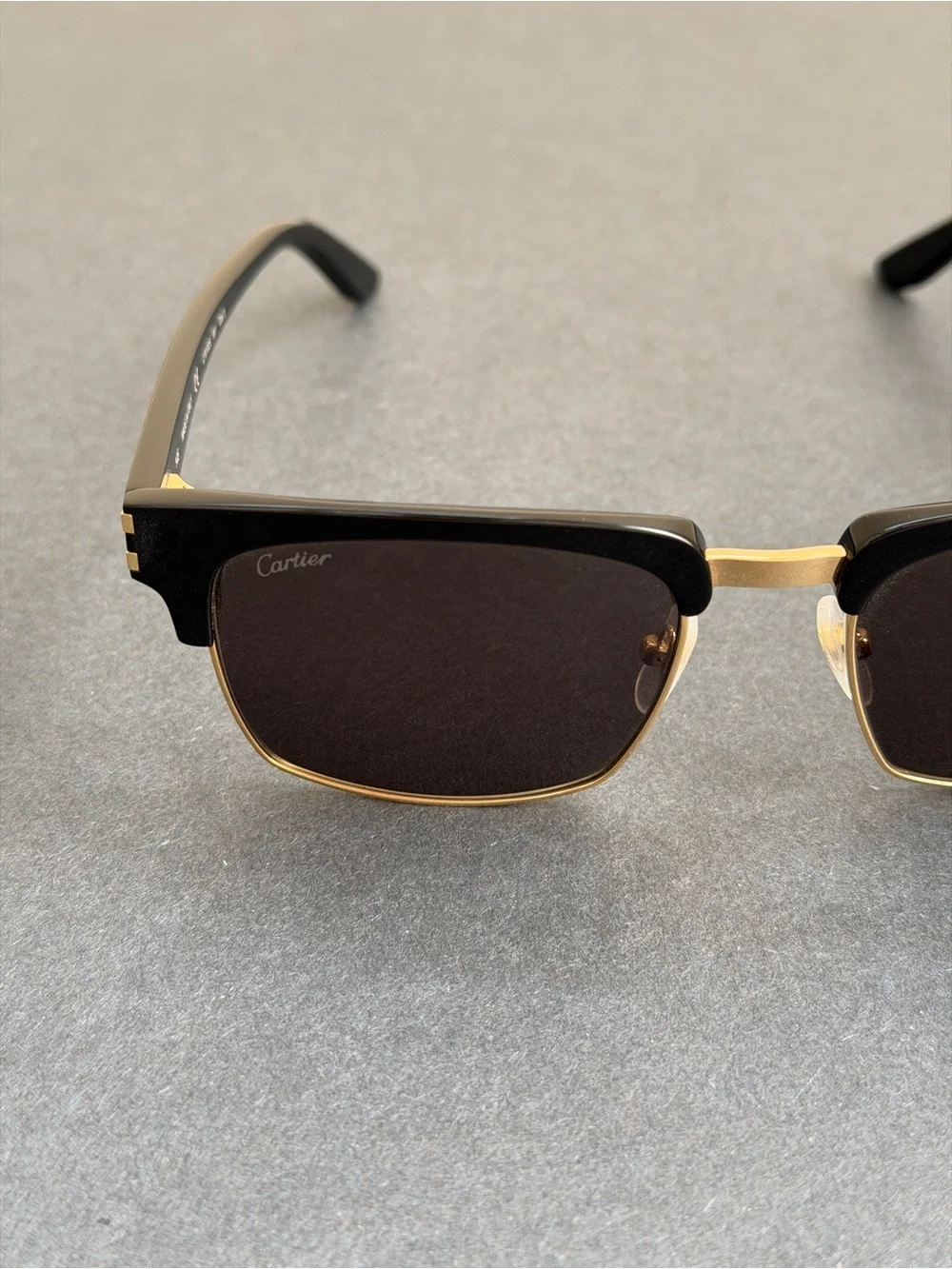 100% Authentic Cartier Black Square Acetate Metal Frame Sunglasses